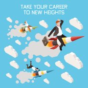 Career boost isometric poster with take your career to new heights headline vector illustration
